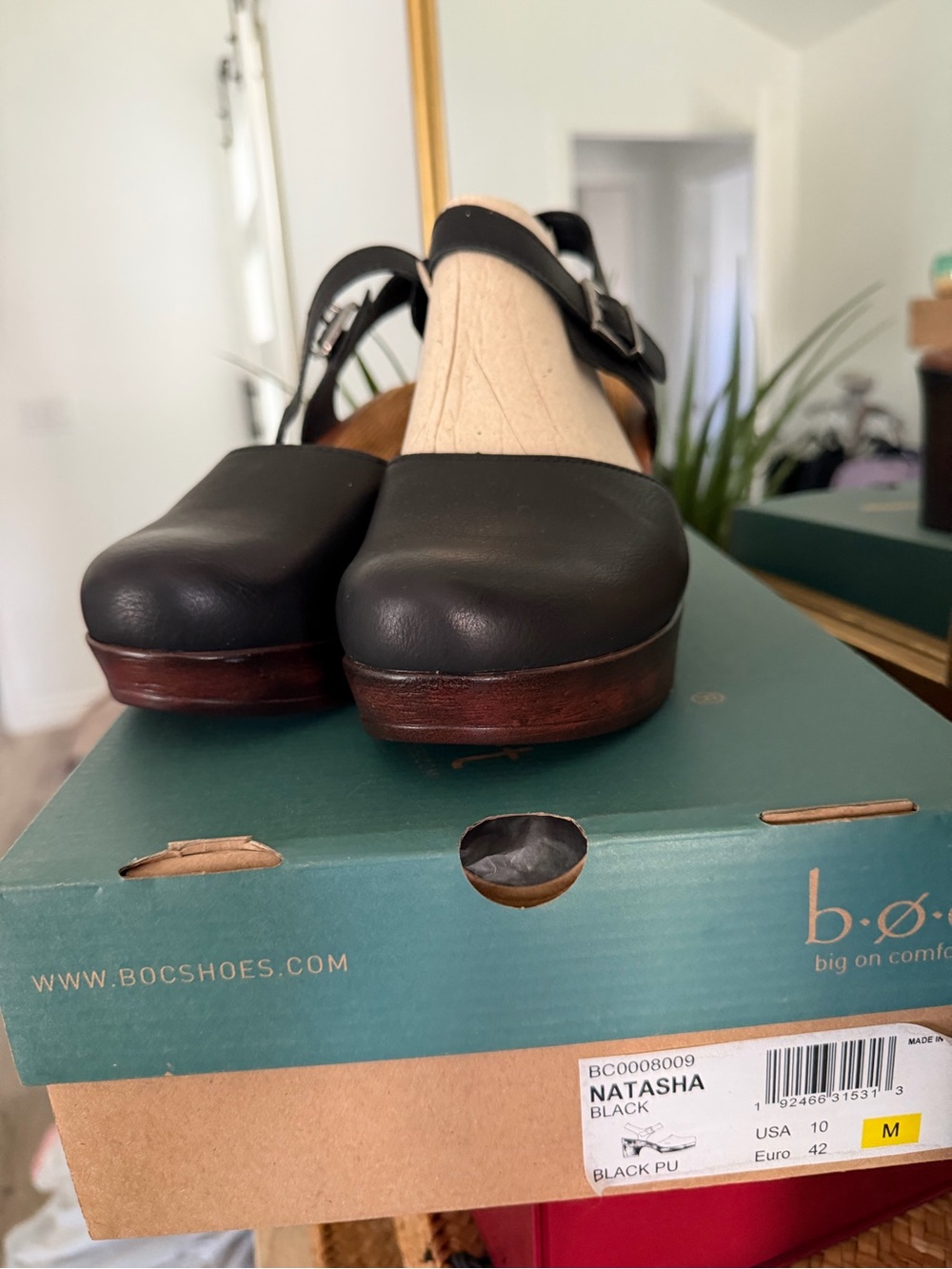 b.o.c. Black Leather-Look Mary Jane Clogs